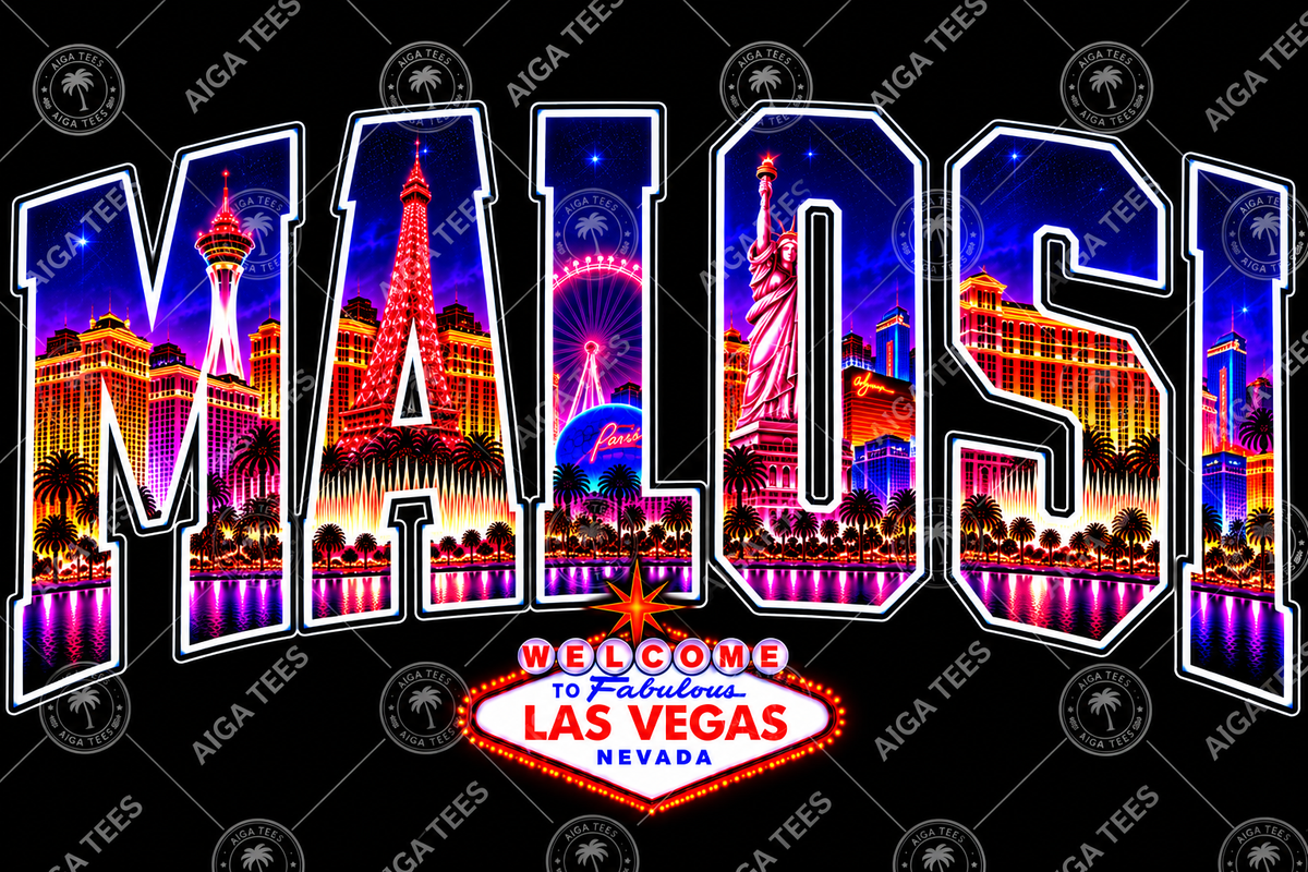 MALOSI VEGAS COLLAGE GILDAN G500 BLACK SHIRT