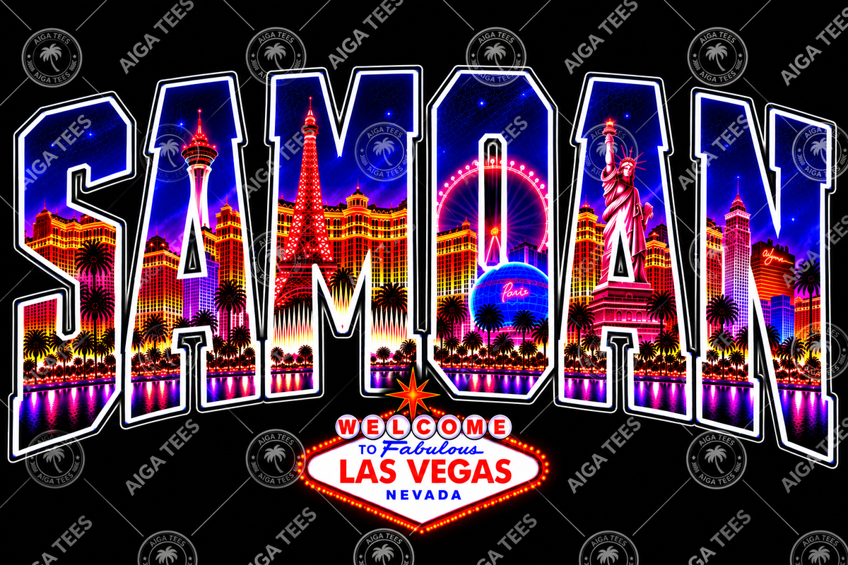 SAMOAN VEGAS COLLAGE PRO CLUB BLACK HOODIE