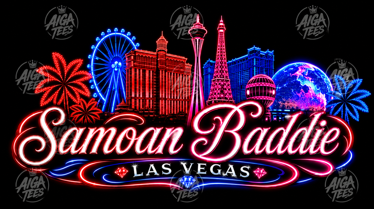 SAMOAN BADDIE VEGAS BUBBLE GUM GILDAN G500 BLACK SHIRT