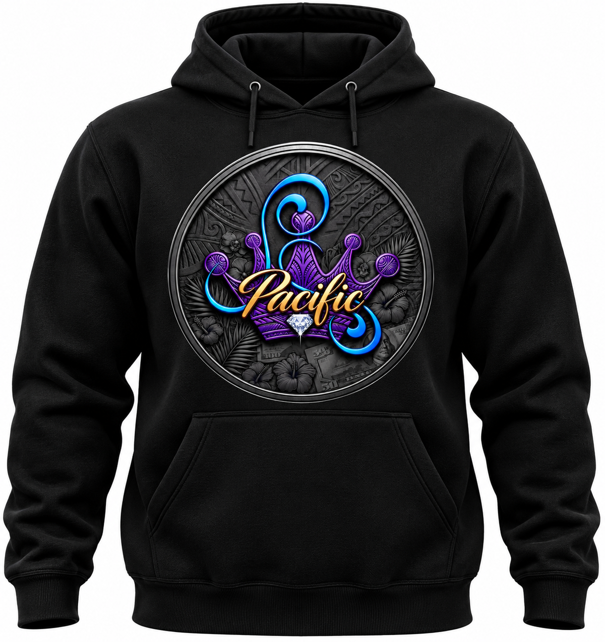 SOUTH PACIFIC CROWNS LOGO SMART BLANKS BLACK HOODIE